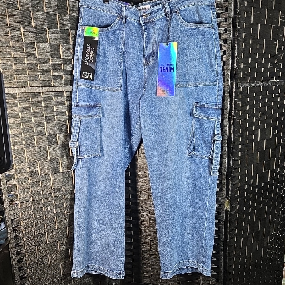 Love Soho Straight Denim Cargo Jeans Size 22 Womens Plus NWT